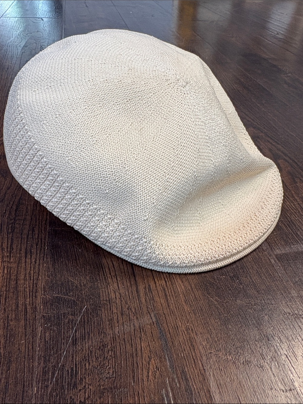 Derby Cap Cream Solid Knit Flat Cap/ Newsboy Hat Men’s Size L Vintage